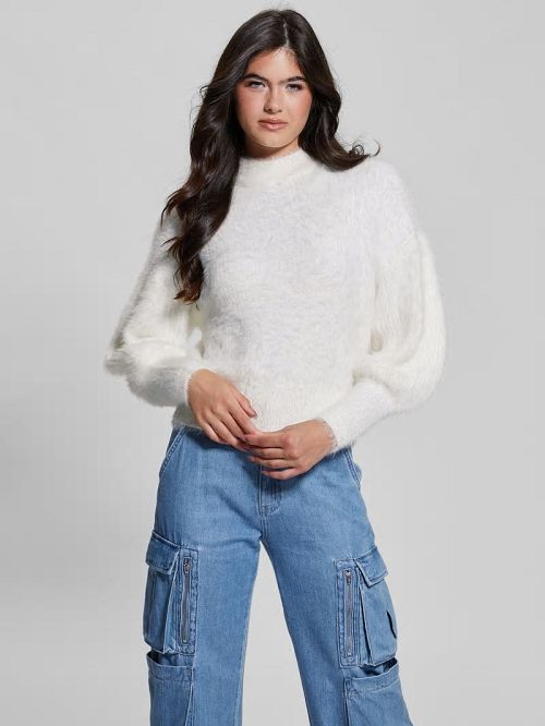 Guess Keyla Fuzzy Sweater Wit | GUESS-SN27640