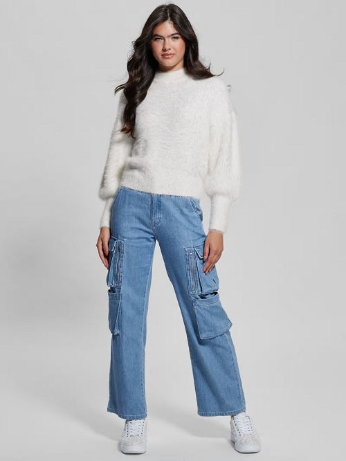 Guess Keyla Fuzzy Sweater Wit | GUESS-SN27759