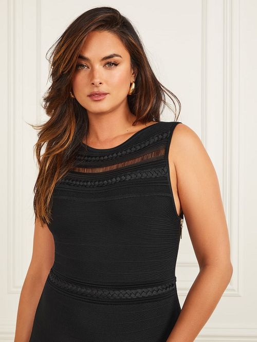 Guess Kiara Braided Bandage Dress Zwart | GUESS-SN26875