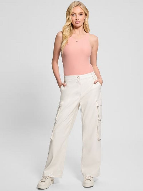 Guess Kori Faux-Leather Cargo Pants Wit | GUESS-SN28268