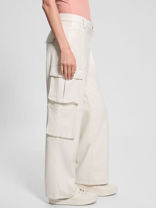 Guess Kori Faux-Leather Cargo Pants Wit | GUESS-SN28268