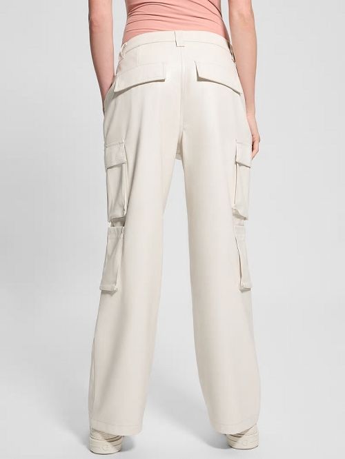 Guess Kori Faux-Leather Cargo Pants Wit | GUESS-SN28268