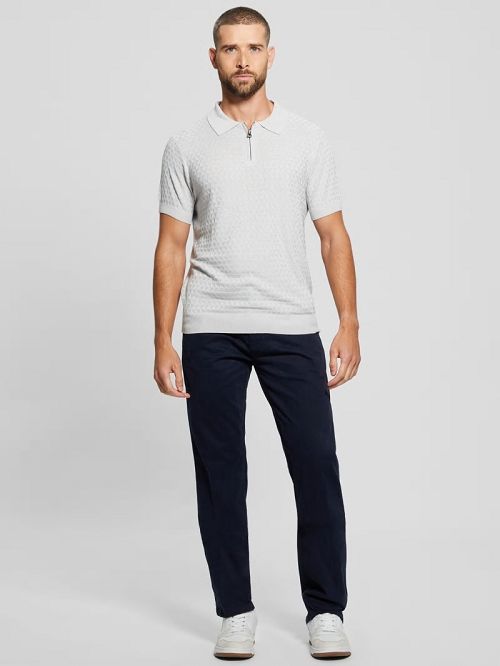 Guess Kyle Checkered Zip Polo Grijs | GUESS-SN31265