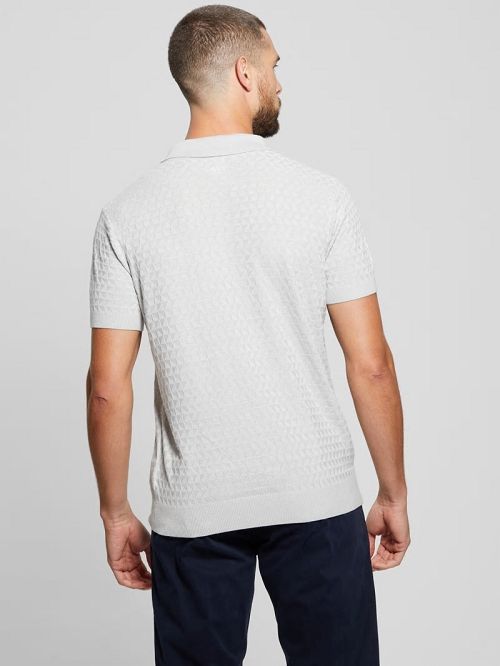Guess Kyle Checkered Zip Polo Grijs | GUESS-SN31265