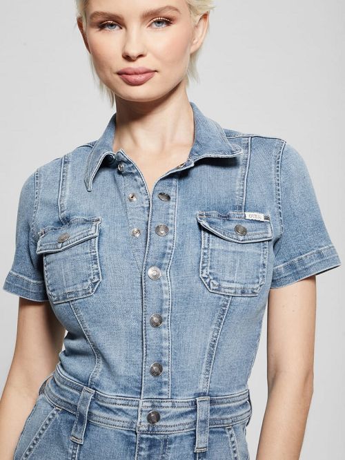 Guess Lara Denim Romper Blauw | GUESS-SN26667