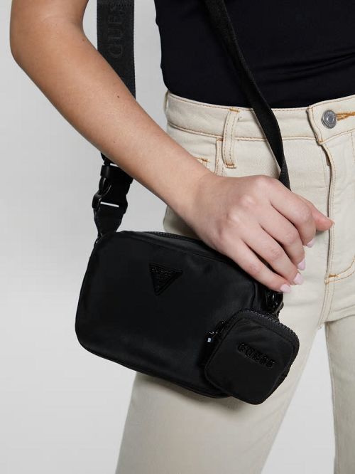 Guess Latona Nylon Sling Bag Zwart | GUESS-SN31767