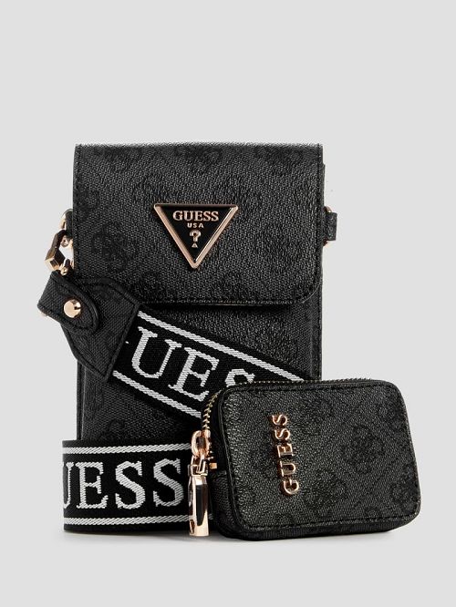 Guess Latona Quattro G Mini Phone Crossbody Zwart | GUESS-SN28829