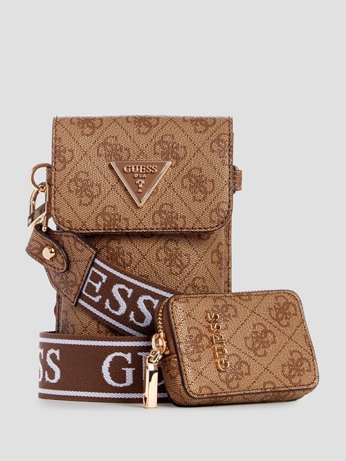 Guess Latona Quattro G Mini Phone Crossbody Bruin | GUESS-SN31797