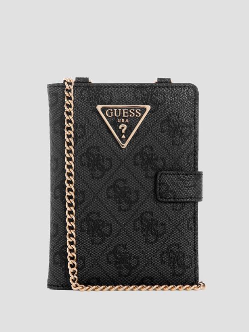 Guess Laurel Chain Passport Case Zwart | GUESS-SN31786