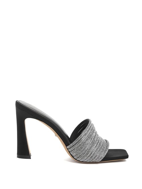 Guess Leah Crystal Heeled Mule Zwart | GUESS-SN29740