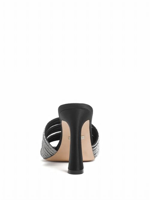 Guess Leah Crystal Heeled Mule Zwart | GUESS-SN29740