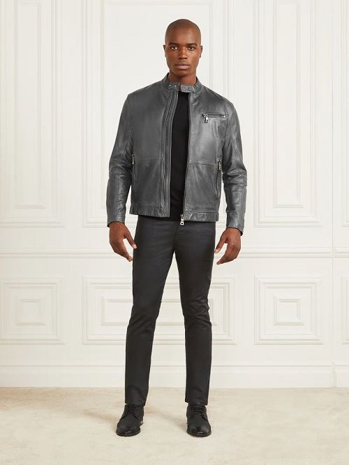 Guess Leather Biker Jacket Zwart | GUESS-SN30733