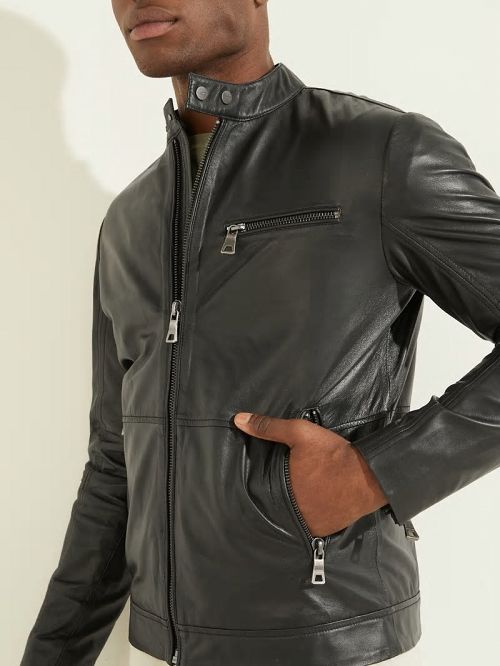 Guess Leather Biker Jacket Zwart | GUESS-SN30754