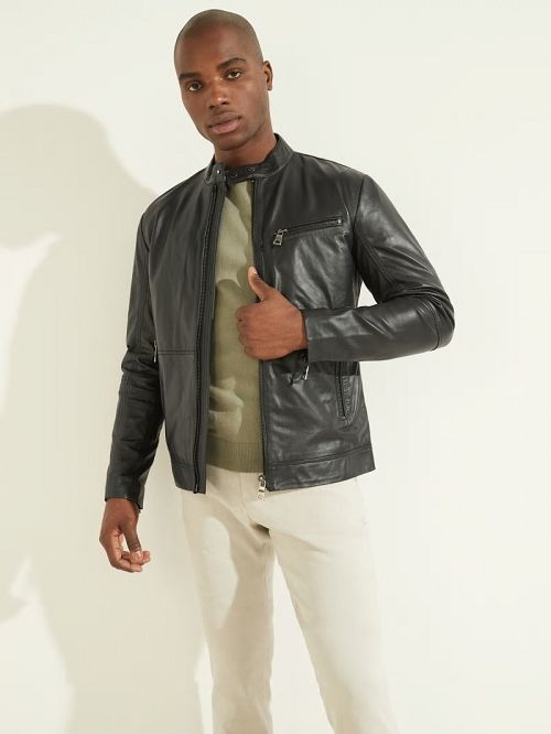 Guess Leather Biker Jacket Zwart | GUESS-SN30754