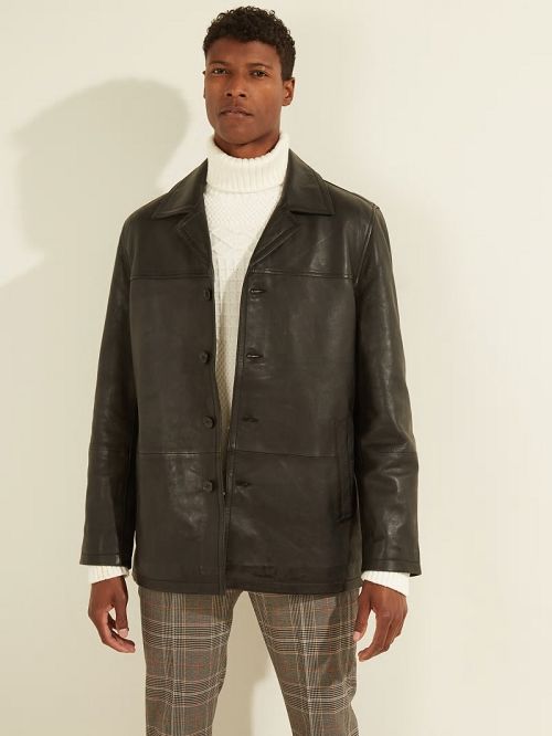 Guess Leather Car Coat Zwart | GUESS-SN30775