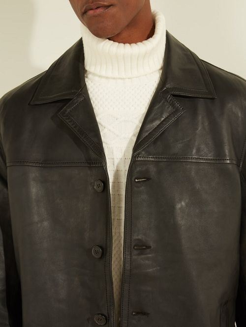 Guess Leather Car Coat Zwart | GUESS-SN30775