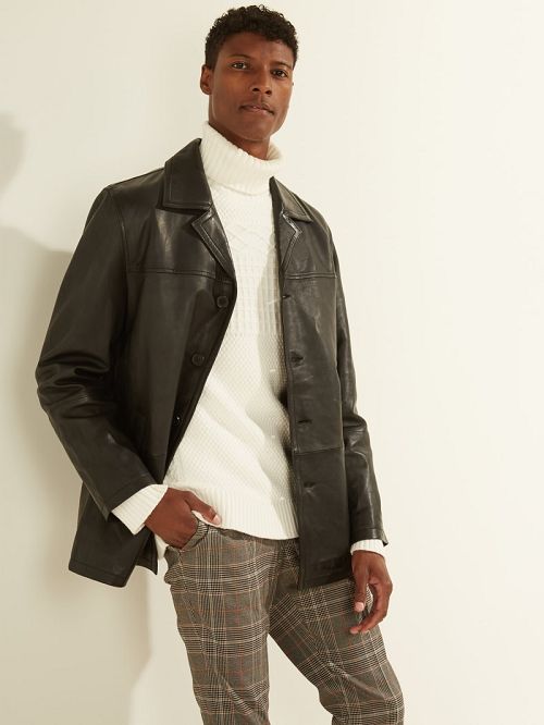 Guess Leather Car Coat Zwart | GUESS-SN30775