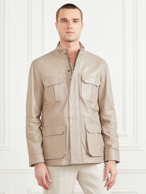 Guess Leather Field Jacket Beige | GUESS-SN30751