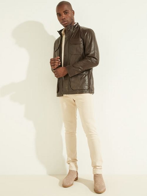 Guess Leather Field Jacket Bruin | GUESS-SN30755