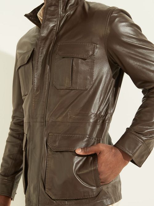 Guess Leather Field Jacket Bruin | GUESS-SN30755