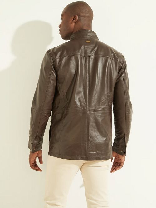 Guess Leather Field Jacket Bruin | GUESS-SN30755
