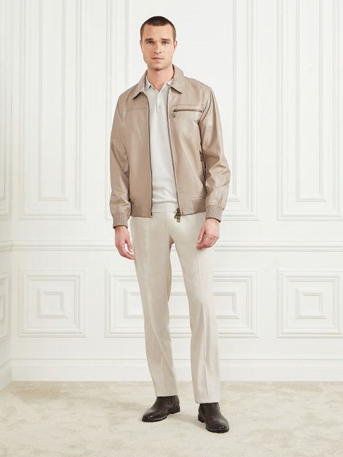 Guess Leather Flight Jacket Beige | GUESS-SN30750