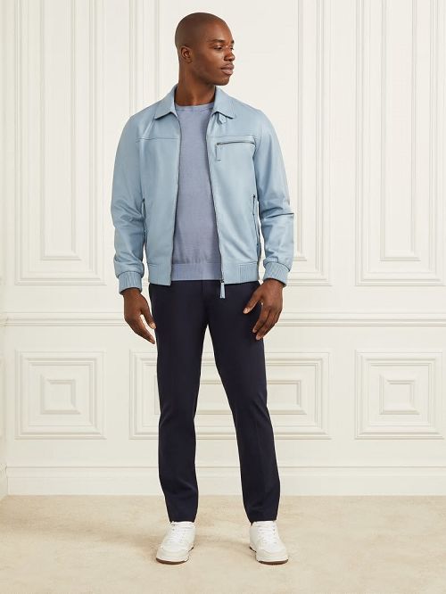 Guess Leather Flight Jacket Blauw | GUESS-SN30836