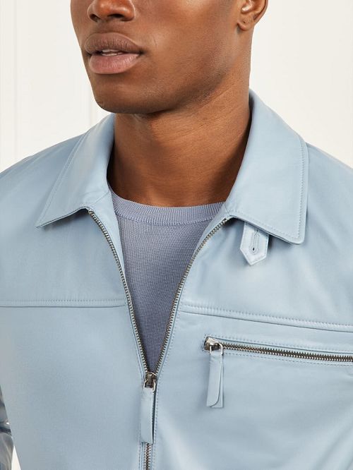Guess Leather Flight Jacket Blauw | GUESS-SN30836