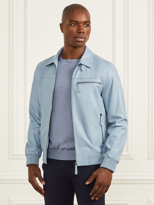 Guess Leather Flight Jacket Blauw | GUESS-SN30836