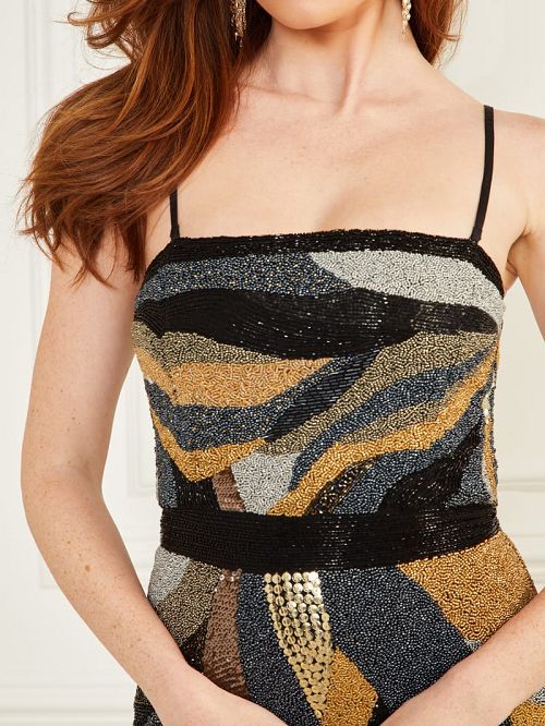 Guess Lennox Beaded Dress Goud | GUESS-SN26936