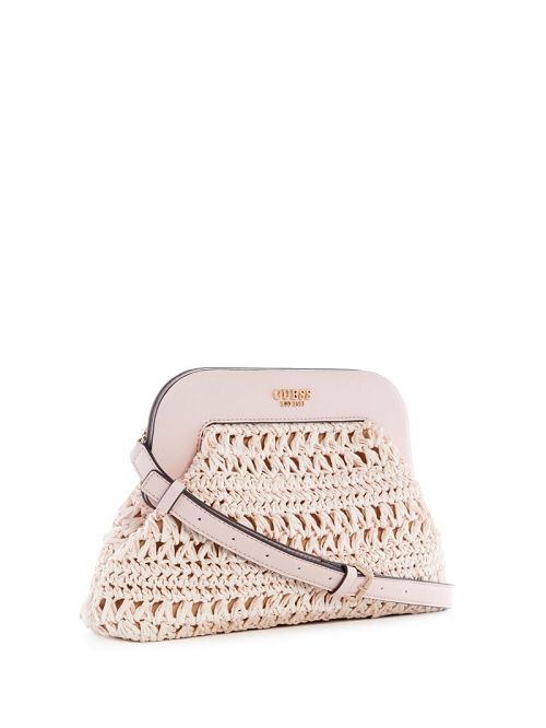Guess Liguria Crochet Straw Frame Clutch Roze | GUESS-SN28815