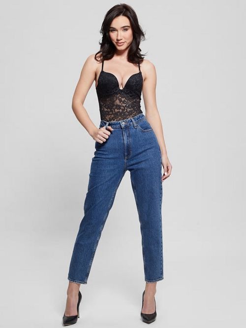 Guess Linda Lace Bodysuit Zwart | GUESS-SN27495