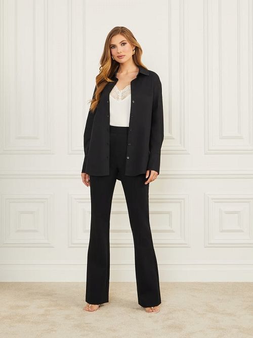 Guess Lisa Poplin Shirt Zwart | GUESS-SN27497