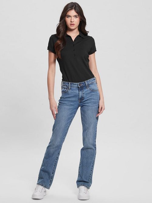 Guess Liza Pique Polo Zwart | GUESS-SN28390