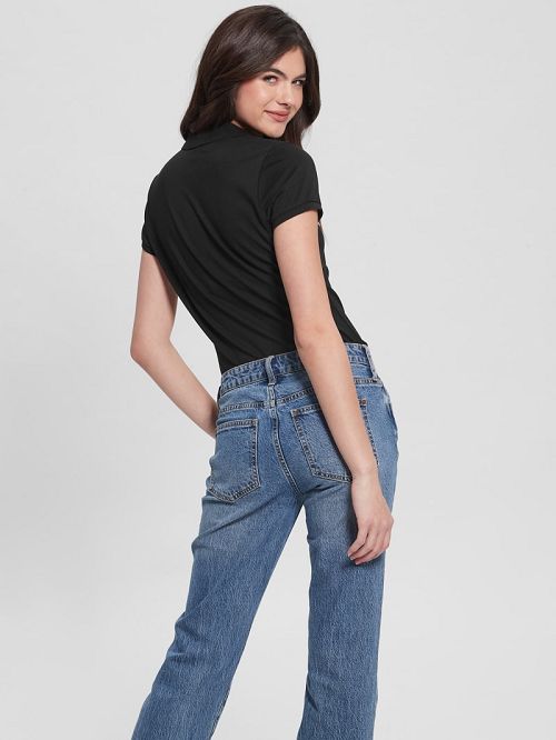 Guess Liza Pique Polo Zwart | GUESS-SN28390