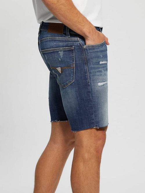 Guess Logan Slim Denim Shorts Blauw | GUESS-SN31375