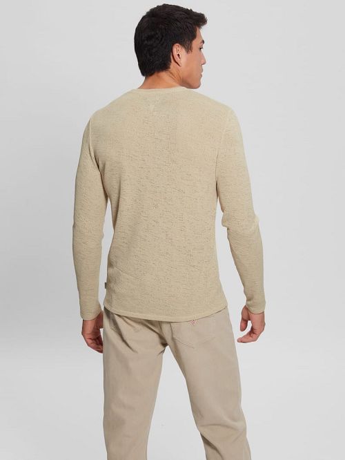 Guess Long-Sleeve Gauze Tee Goud | GUESS-SN30616