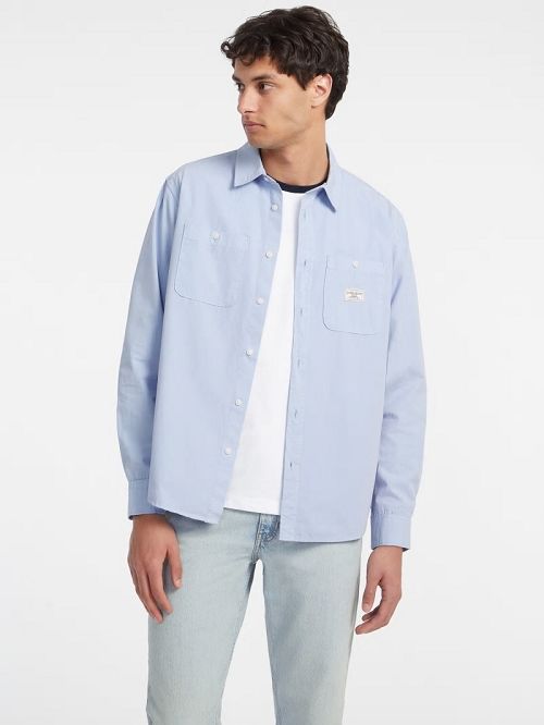 Guess Long-Sleeve Pocket Shirt Blauw | GUESS-SN31148