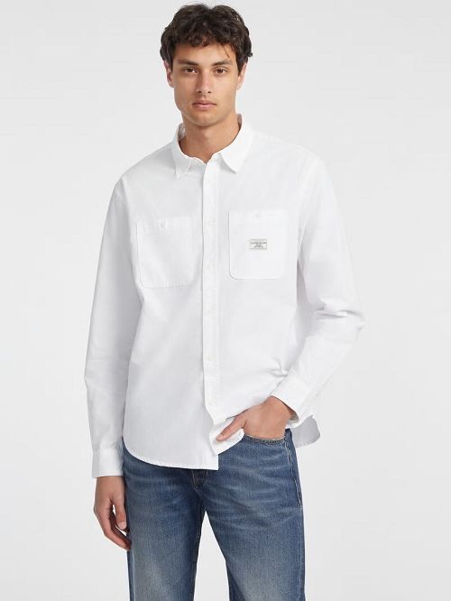 Guess Long-Sleeve Pocket Shirt Wit | GUESS-SN31157