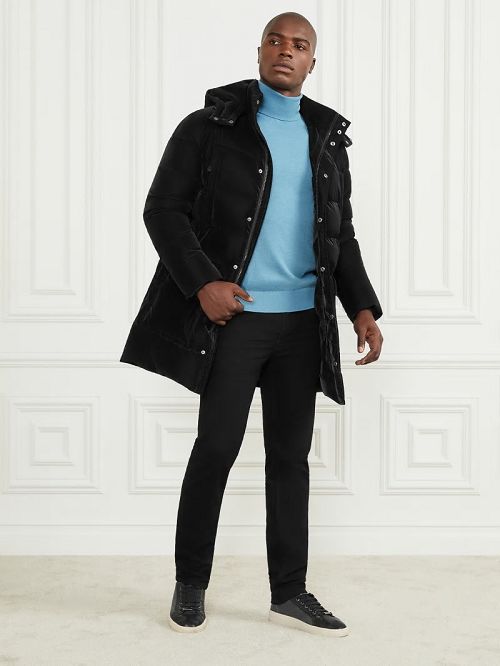 Guess Long Down Hooded Jacket Zwart | GUESS-SN30799
