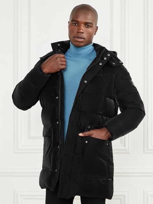 Guess Long Down Hooded Jacket Zwart | GUESS-SN30799