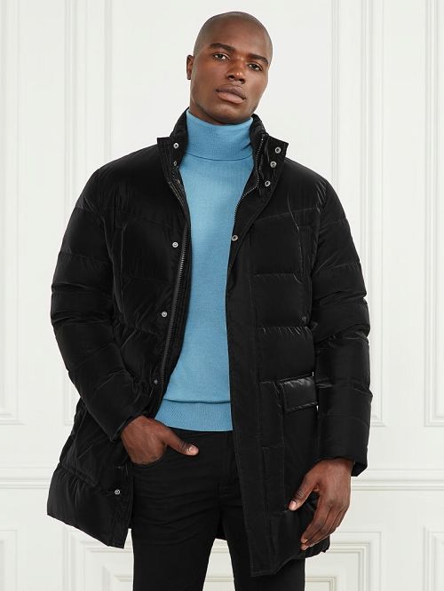 Guess Long Down Hooded Jacket Zwart | GUESS-SN30799