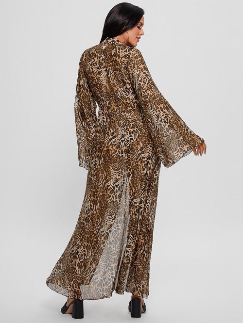 Guess Long Silk-Blend Kimono Bruin | GUESS-SN28553