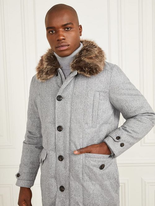 Guess Long Twill Jacket Grijs | GUESS-SN30742