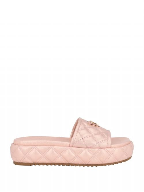 Guess Longo Quilted Flatform Slides Beige | GUESS-SN29579