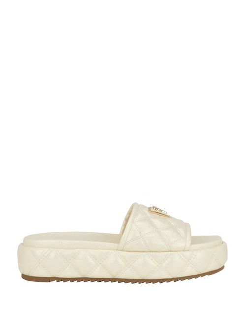 Guess Longo Quilted Flatform Slides Wit | GUESS-SN29666