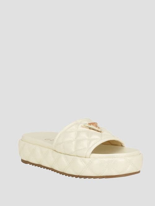 Guess Longo Quilted Flatform Slides Wit | GUESS-SN29666