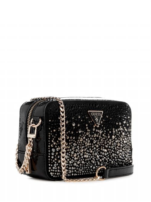 Guess Lua Rhinestone Mini Crossbody Zwart | GUESS-SN28827