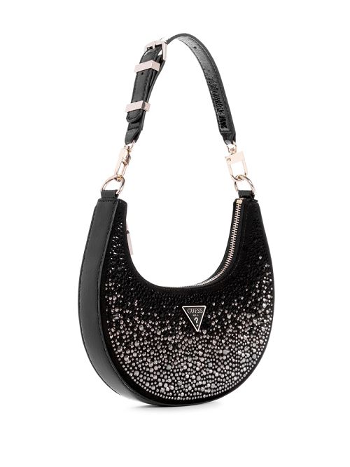 Guess Lua Rhinestone Shoulder Bag Zwart | GUESS-SN29088