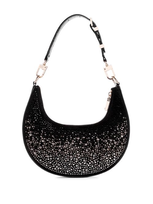 Guess Lua Rhinestone Shoulder Bag Zwart | GUESS-SN29088